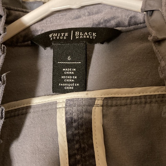 White House Black Market Grey Velvet Blazer / Moto- Jacket | Ruffle Detailing - Picture 2 of 12